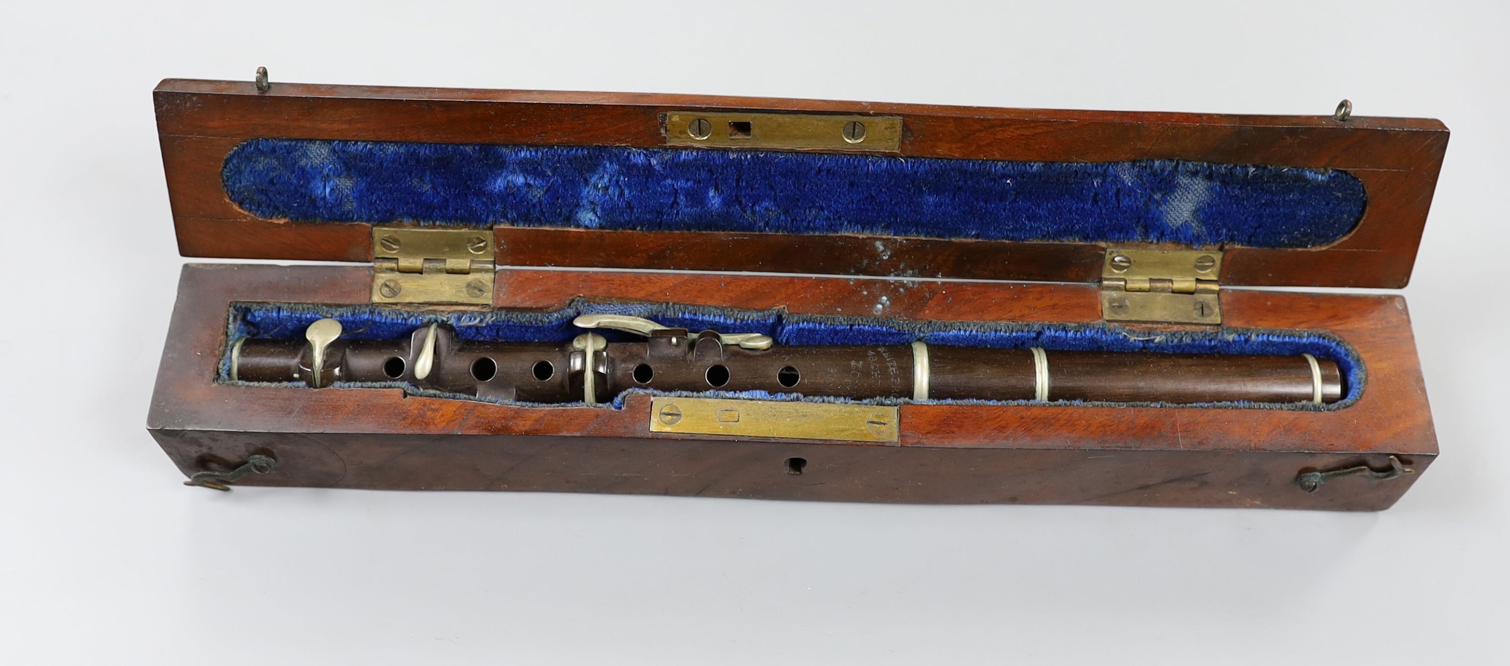 A Keith Prowse flute, 30cm, in original mahogany case